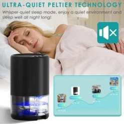 Panergy 35oz, 1-Pint Removed per Day, with Bucket and LED Lights, Quiet and Portable Black Dehumidifier -Air Quality Shop blacks dehumidifiers thd h2105 blk 1f 1000