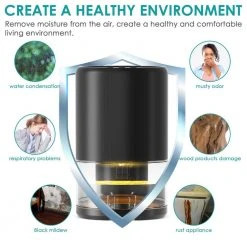 Panergy 35oz, 1-Pint Removed per Day, with Bucket and LED Lights, Quiet and Portable Black Dehumidifier -Air Quality Shop blacks dehumidifiers thd h2105 blk 44 1000