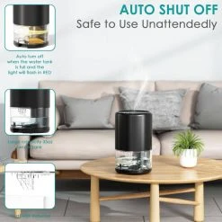 Panergy 35oz, 1-Pint Removed per Day, with Bucket and LED Lights, Quiet and Portable Black Dehumidifier -Air Quality Shop blacks dehumidifiers thd h2105 blk 4f 1000