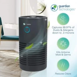 GermGuardian 360° 4-in-1 Air Purifier with HEPA Filter, UV Sanitizer for Medium Rooms up to 150 Sq. Ft., Black -Air Quality Shop blacks germguardian air purifiers ac4700bdlx 44 1000
