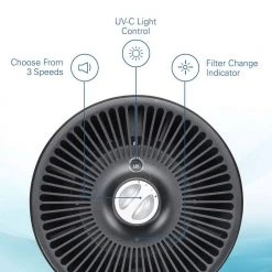 GermGuardian 360° 4-in-1 Air Purifier with HEPA Filter, UV Sanitizer for Medium Rooms up to 150 Sq. Ft., Black -Air Quality Shop blacks germguardian air purifiers ac4700bdlx 77 1000