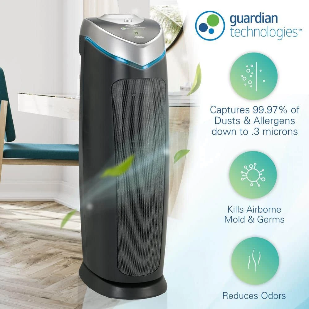 GermGuardian 22 in. 4-in-1 Air Purifier with True HEPA filter for Medium Rooms up to 153 Sq Ft, Black 8 GermGuardian 22 in. 4-in-1 Air Purifier with True HEPA filter for Medium Rooms up to 153 Sq Ft, Black - Image 6