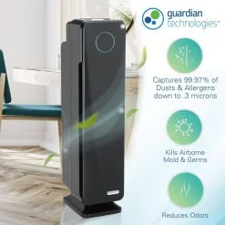 GermGuardian Elite 4-in-1, 3 Speed Air Purifier with True HEPA filter, UV Sanitizer for Medium Rooms up to 167 Sq. Ft., Black -Air Quality Shop blacks germguardian air purifiers ac5300b 44 1000