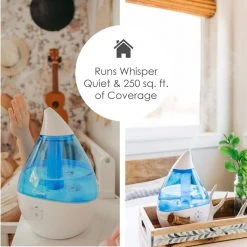 Crane 0.5 Gal. Droplet Ultrasonic Cool Mist Humidifier for Small to Medium Rooms up to 250 sq. ft. - Blue/White -Air Quality Shop blues crane humidifiers ee 5302 44 1000