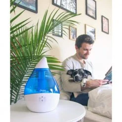 Crane 0.5 Gal. Droplet Ultrasonic Cool Mist Humidifier for Small to Medium Rooms up to 250 sq. ft. - Blue/White -Air Quality Shop blues crane humidifiers ee 5302 76 1000