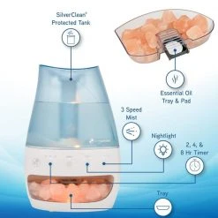 Unbranded 1 Gal. 190 sq. ft. Cool Mist Ultrasonic Humidifier and Salt Lamp with Aromatherapy Tray -Air Quality Shop blues humidifiers h1339 1d 1000