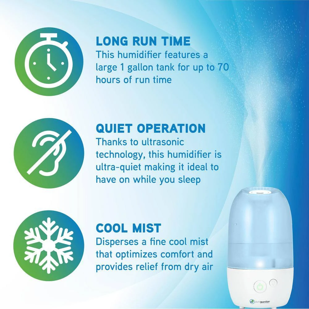 PureGuardian 1 Gal. 70-Hour Ultrasonic Cool Mist Humidifier with Aromatherapy 6 PureGuardian 1 Gal. 70-Hour Ultrasonic Cool Mist Humidifier with Aromatherapy - Image 4
