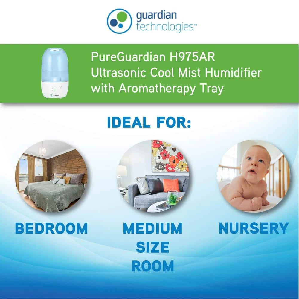 PureGuardian 1 Gal. 70-Hour Ultrasonic Cool Mist Humidifier with Aromatherapy 10 PureGuardian 1 Gal. 70-Hour Ultrasonic Cool Mist Humidifier with Aromatherapy - Image 8