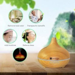 DARTWOOD Premium Ultrasonic Aroma Diffuser & Humidifier - Essential Oil & Mist Vaporizer with 7-Lighting Modes & 4-Timers (300ml) -Air Quality Shop browns tans dartwood humidifiers aromadiffuserus 44 1000