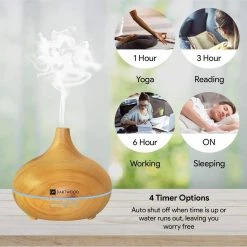 DARTWOOD Premium Ultrasonic Aroma Diffuser & Humidifier - Essential Oil & Mist Vaporizer with 7-Lighting Modes & 4-Timers (300ml) -Air Quality Shop browns tans dartwood humidifiers aromadiffuserus 4f 1000