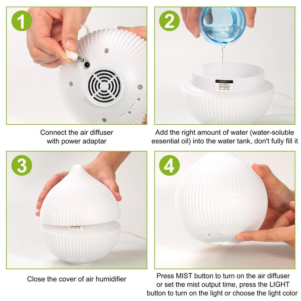 Tatahance 330ml White Aroma Diffuser Cool Mist Humidifier with 7 Color LED Lights 7 Tatahance 330ml White Aroma Diffuser Cool Mist Humidifier with 7 Color LED Lights - Image 5