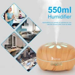 Tatahance 550ml Brown Aroma Diffuser Cool Mist Humidifier with White Remote Controller Colorful Light -Air Quality Shop browns tans humidifiers d0102heb4qw z fa 1000