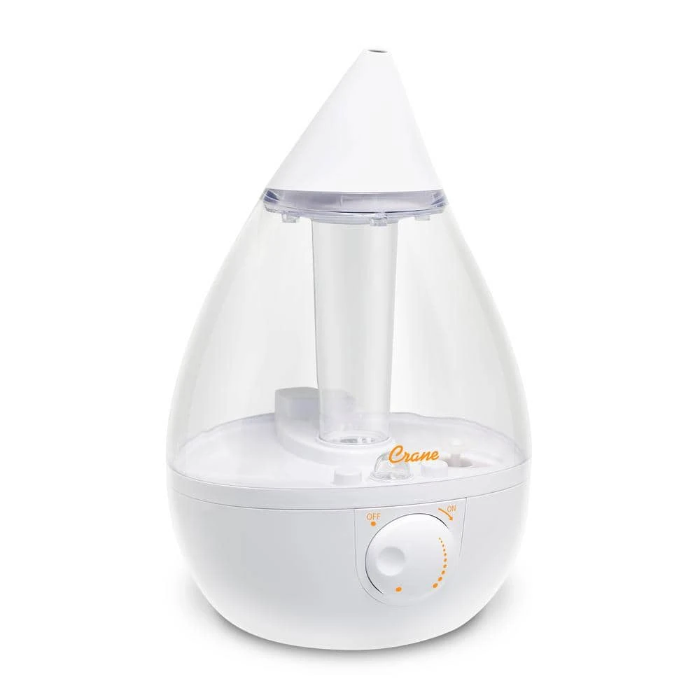 Crane 1 Gal. Drop Ultrasonic Cool Mist Humidifier for Medium to Large Rooms up to 500 sq. ft. - Clear/White 3 Crane 1 Gal. Drop Ultrasonic Cool Mist Humidifier for Medium to Large Rooms up to 500 sq. ft. - Clear/White
