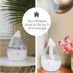 Crane 0.5 Gal. Droplet Ultrasonic Cool Mist Humidifier for Small to Medium Rooms up to 250 sq. ft. - Clear/White -Air Quality Shop clear crane humidifiers ee 5302cw 44 1000