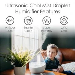 Crane 0.5 Gal. Droplet Ultrasonic Cool Mist Humidifier for Small to Medium Rooms up to 250 sq. ft. - Clear/White -Air Quality Shop clear crane humidifiers ee 5302cw 4f 1000