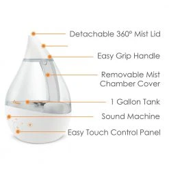 Crane 1 Gal. Top Fill Drop Cool Mist Humidifier with Sound Machine for Medium to Large Rooms up to 500 sq. ft. - Clear/White 16 Crane 1 Gal. Top Fill Drop Cool Mist Humidifier with Sound Machine for Medium to Large Rooms up to 500 sq. ft. - Clear/White -Air Quality Shop clear crane humidifiers ee 5306cw 4f 1000