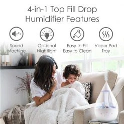 Crane 1 Gal. Top Fill Drop Cool Mist Humidifier with Sound Machine for Medium to Large Rooms up to 500 sq. ft. - Clear/White 15 Crane 1 Gal. Top Fill Drop Cool Mist Humidifier with Sound Machine for Medium to Large Rooms up to 500 sq. ft. - Clear/White -Air Quality Shop clear crane humidifiers ee 5306cw c3 1000