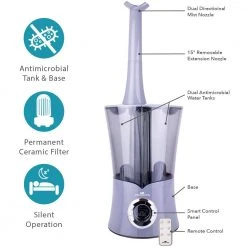 Air Innovations 2.15 Gal. Cool Mist Dual Tank Digital Humidifier for Large Rooms Up to 700 sq. ft. -Air Quality Shop grays air innovations humidifiers humid23 plat c3 1000