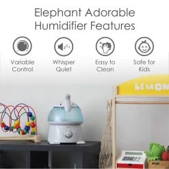 Crane 1 Gal. Adorable Ultrasonic Cool Mist Humidifier for Medium to Large Rooms up to 500 sq. ft. - Elephant -Air Quality Shop grays crane humidifiers ee 3186 4f 1000