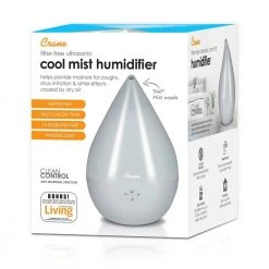 Crane 0.5 Gal. Droplet Ultrasonic Cool Mist Humidifier for Small to Medium Rooms up to 250 sq. ft. - Grey -Air Quality Shop grays crane humidifiers ee 5302gr 31 1000