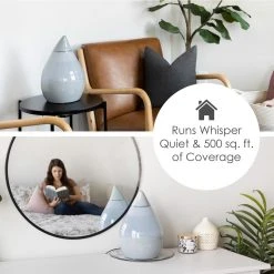 Crane 1 Gal. Top Fill Drop Cool Mist Humidifier with Sound Machine for Medium to Large Rooms up to 500 sq. ft. - Grey -Air Quality Shop grays crane humidifiers ee 5306gr 1f 1000