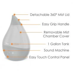 Crane 1 Gal. Top Fill Drop Cool Mist Humidifier with Sound Machine for Medium to Large Rooms up to 500 sq. ft. - Grey -Air Quality Shop grays crane humidifiers ee 5306gr 4f 1000