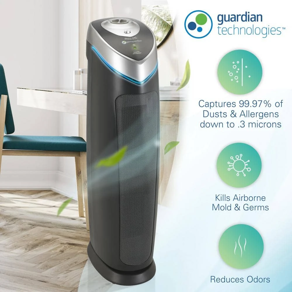 GermGuardian 28 in. 4-in-1 Air Purifier with True HEPA filter for Medium Rooms up to 179 Sq Ft, Black 8 GermGuardian 28 in. 4-in-1 Air Purifier with True HEPA filter for Medium Rooms up to 179 Sq Ft, Black - Image 6