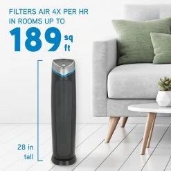 GermGuardian 5-in-1 Air Purifier with True HEPA filter, UV Sanitizer for Medium Rooms up to 189 Sq Ft, Black -Air Quality Shop grays germguardian air purifiers ac5250pt c3 1000