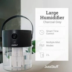 JussStuff Cool Mist, 2 l Tank Portable Humidifier for Large Room with Smart Time Control and Multiple Mist Modes, Charcoal Grey 12 JussStuff Cool Mist, 2 l Tank Portable Humidifier for Large Room with Smart Time Control and Multiple Mist Modes, Charcoal Grey -Air Quality Shop grays humidifiers gxz j636 c3 1000