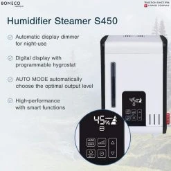 BONECO S450 Large Room Steam Humidifier with Hand Warm Mist and Digital Display -Air Quality Shop multi boneco humidifiers 50241 44 1000