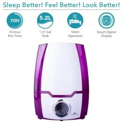 Air Innovations 1.37 Gal. Cool Mist Digital Humidifier for Large Rooms up to 400 sq. ft 14 Air Innovations 1.37 Gal. Cool Mist Digital Humidifier for Large Rooms up to 400 sq. ft -Air Quality Shop purples lavenders air innovations humidifiers humid06 purple 4f 1000 1