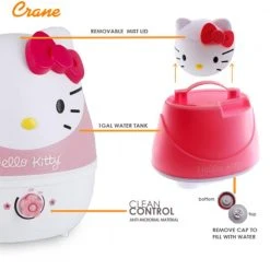 Crane 1 Gal. Adorable Ultrasonic Cool Mist Humidifier for Medium to Large Rooms up to 500 sq. ft. - Hello Kitty -Air Quality Shop reds pinks crane humidifiers ee 4109 4f 1000