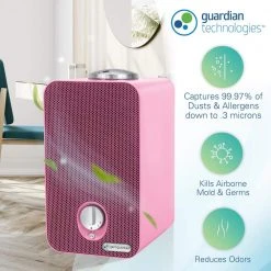 GermGuardian 4-in-1 Tabletop Nighttime Projector Air Purifier with HEPA filter for Small Rooms, Pink 15 GermGuardian 4-in-1 Tabletop Nighttime Projector Air Purifier with HEPA filter for Small Rooms, Pink -Air Quality Shop reds pinks germguardian air purifiers ac4150pca 44 1000