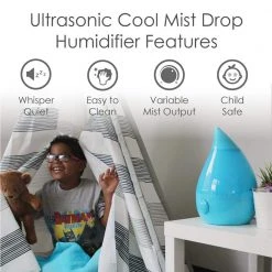 Crane 1 Gal. Drop Ultrasonic Cool Mist Humidifier for Medium to Large Rooms up to 500 sq. ft. - Aqua -Air Quality Shop turquoises aquas crane humidifiers ee 5301b c3 1000