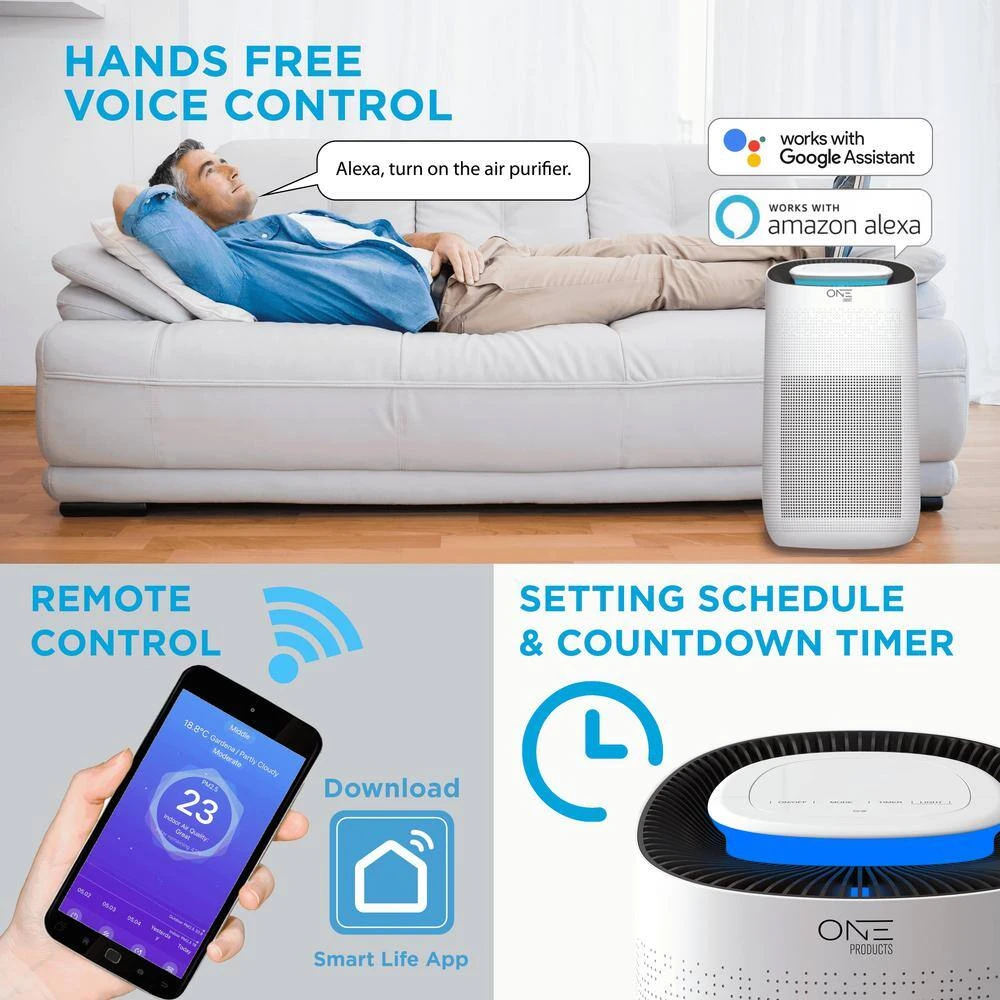 One Smart Consumer Electronics Gear Athena Smart Air Purifier with Voice Control HEPA Filter Included. Compatible with Google Assistant and Alexa with App 10 One Smart Consumer Electronics Gear Athena Smart Air Purifier with Voice Control HEPA Filter Included. Compatible with Google Assistant and Alexa with App - Image 8