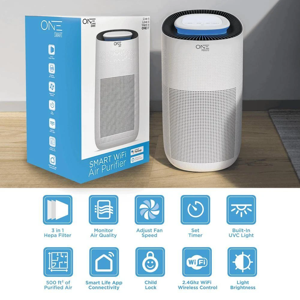 One Smart Consumer Electronics Gear Athena Smart Air Purifier with Voice Control HEPA Filter Included. Compatible with Google Assistant and Alexa with App 4 One Smart Consumer Electronics Gear Athena Smart Air Purifier with Voice Control HEPA Filter Included. Compatible with Google Assistant and Alexa with App - Image 2