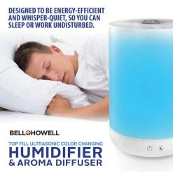 Bell + Howell 1 Gal. Capacity Ultrasonic Color Changing Top Fill Humidifier with Cool Mist and Aroma Diffuser -Air Quality Shop whites bell howell humidifiers 7105 4f 1000