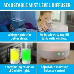 Bell + Howell 1 Gal. Capacity Ultrasonic Color Changing Top Fill Humidifier with Cool Mist and Aroma Diffuser -Air Quality Shop whites bell howell humidifiers 7105 76 1000