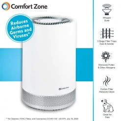 Comfort Zone Clean HEPA Air Purifier with WiFi Control 14 Comfort Zone Clean HEPA Air Purifier with WiFi Control -Air Quality Shop whites comfort zone air purifiers czap101swt c3 1000