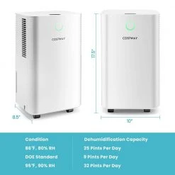 Costway 1750 sq. ft. 32-Pints Dehumidifier with Auto Defrost and 24H Timer Drain Hose -Air Quality Shop whites costway dehumidifiers es10103us wh 4f 1000
