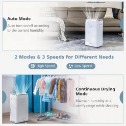 Costway 60-Pint Dehumidifier for Home and Basements 4000 Sq.ft. w/3-Color Digital Display -Air Quality Shop whites costway dehumidifiers es10105us wh 1f 1000