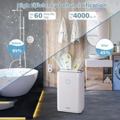 Costway 60-Pint Dehumidifier for Home and Basements 4000 Sq.ft. w/3-Color Digital Display -Air Quality Shop whites costway dehumidifiers es10105us wh 44 1000