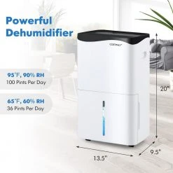 Costway 100-Pint Dehumidifier for Home & Basements w/Smart App& Alexa Control -Air Quality Shop whites costway dehumidifiers es10106us wh c3 1000