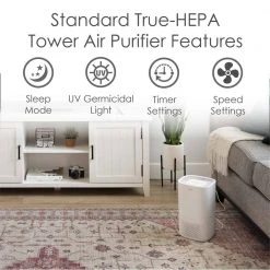Crane True HEPA Air Purifier with Germicidal UV Light for Small to Medium Rooms up to 250 sq.ft. - Standard -Air Quality Shop whites crane air purifiers ee 5067 4f 1000