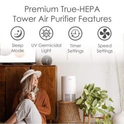 Crane True HEPA Air Purifier with Germicidal UV Light for Small to Medium Rooms up to 300 sq.ft. - Premium -Air Quality Shop whites crane air purifiers ee 5068 4f 1000