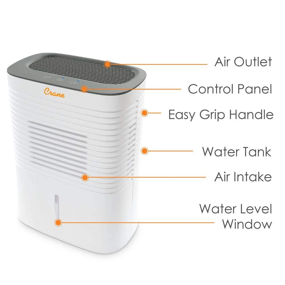Crane 4 Pint Compact Dehumidifier with 2 Settings for Small to Medium Rooms up to 300 sq.ft. 4 Crane 4 Pint Compact Dehumidifier with 2 Settings for Small to Medium Rooms up to 300 sq.ft. - Image 2