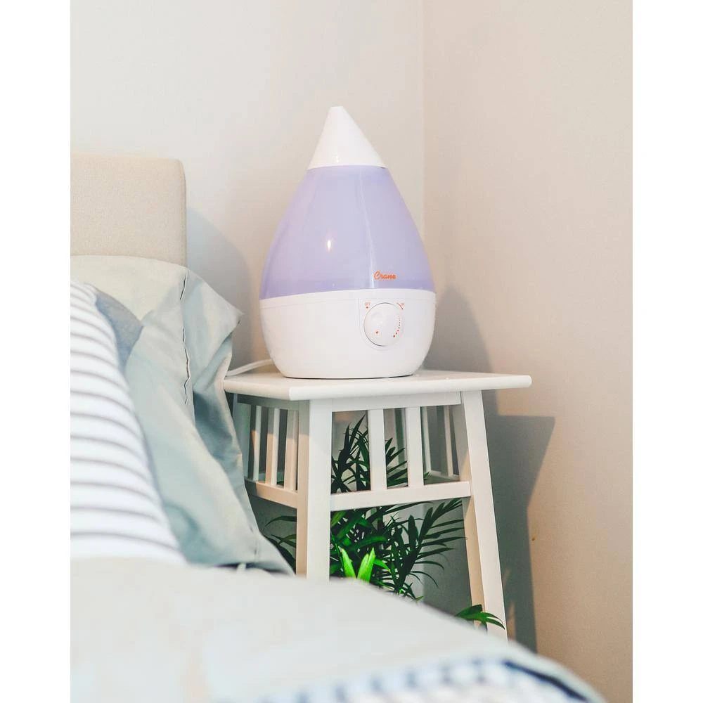 Crane 1 Gal. Drop Ultrasonic Cool Mist Humidifier for Medium to Large Rooms up to 500 sq. ft. - White 10 Crane 1 Gal. Drop Ultrasonic Cool Mist Humidifier for Medium to Large Rooms up to 500 sq. ft. - White - Image 8