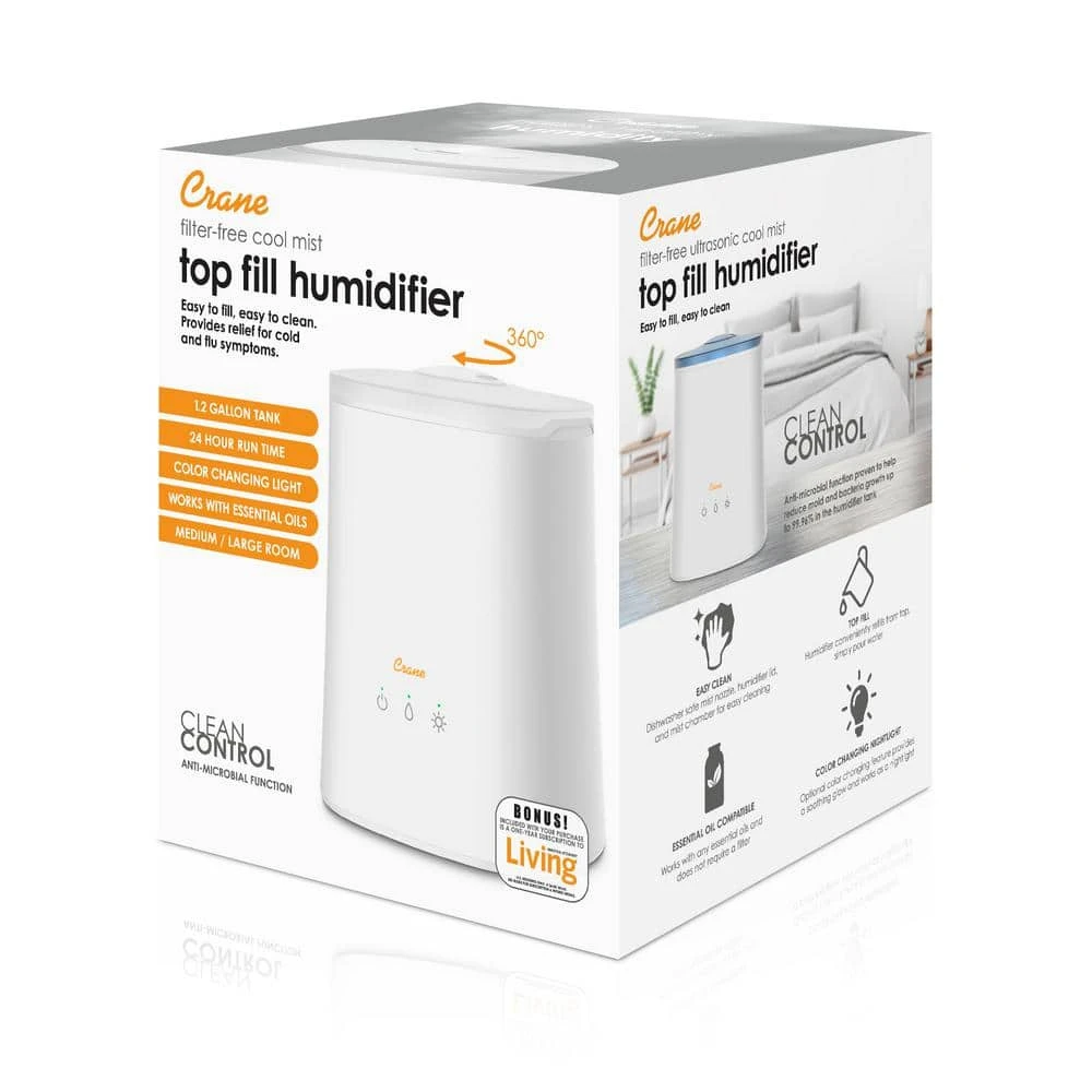Crane 1.2 Gal. Cool Mist Top Fill Humidifier & Aroma Diffuser for Medium to Large Rooms up to 500 sq. ft 10 Crane 1.2 Gal. Cool Mist Top Fill Humidifier & Aroma Diffuser for Medium to Large Rooms up to 500 sq. ft - Image 8