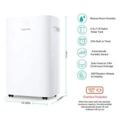 Kesnos 50-Pint Capacity Home Multifunction Dehumidifier With Bucket For 3,500 Sq. Ft. Home Or Bedroom -Air Quality Shop whites dehumidifiers hdcx pd08a d4 1000