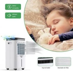 Waykar 34-Pint Capacity Residential Dehumidifier With Water Tank And Four Outlets For 1,750 Square Feet Of Home Or Office Space -Air Quality Shop whites dehumidifiers hdcx pd09b 1f 1000